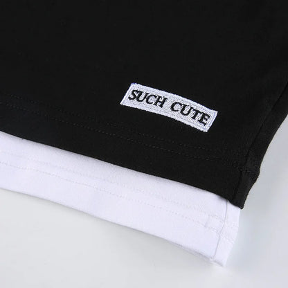 Women Hollow Out Black Y2K Tees Sleeveless Skinny Tops Cool Punk T-shirts Techwear 2023 Spring Summer New Sexy Crop Top