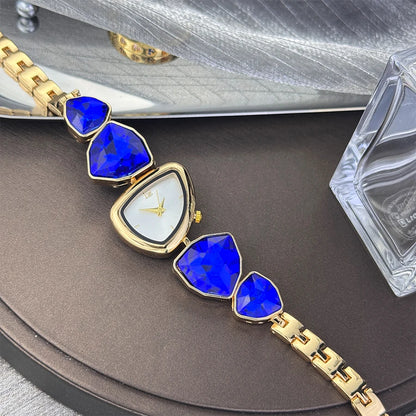 Women's irregular shape large sparkling special-shaped rhinestone simple sun pattern dial Fashion trend avant-garde quarts watch