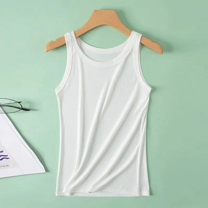 Ladies Four Seasons Solid Color Vest Fashion Joker Young Woman Threaded Camisole plus Size Bottoming Vest nv-bai