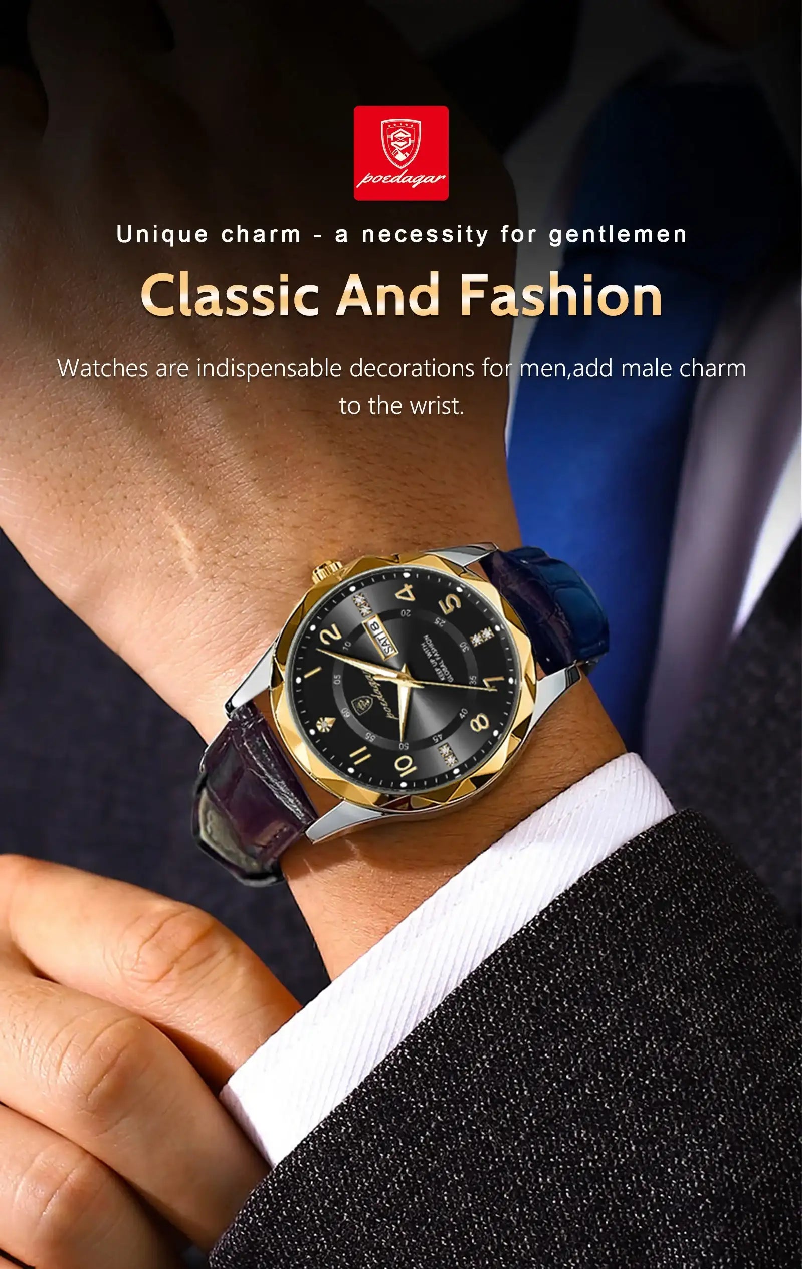 POEDAGAR Luxury High Quality Watches for Men Sport Quartz Leather Man Watch Waterproof Luminous Date Week Men's Watch Male Reloj