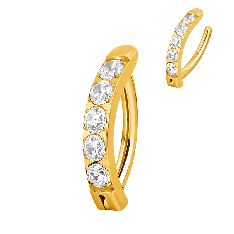 ASTM F136 Titanium PIERC Reverse Curved Clicker Navel Barbell Shiny CZ Sexy Belly Button Rings Bellybutton Sexy Piercing Jewelry