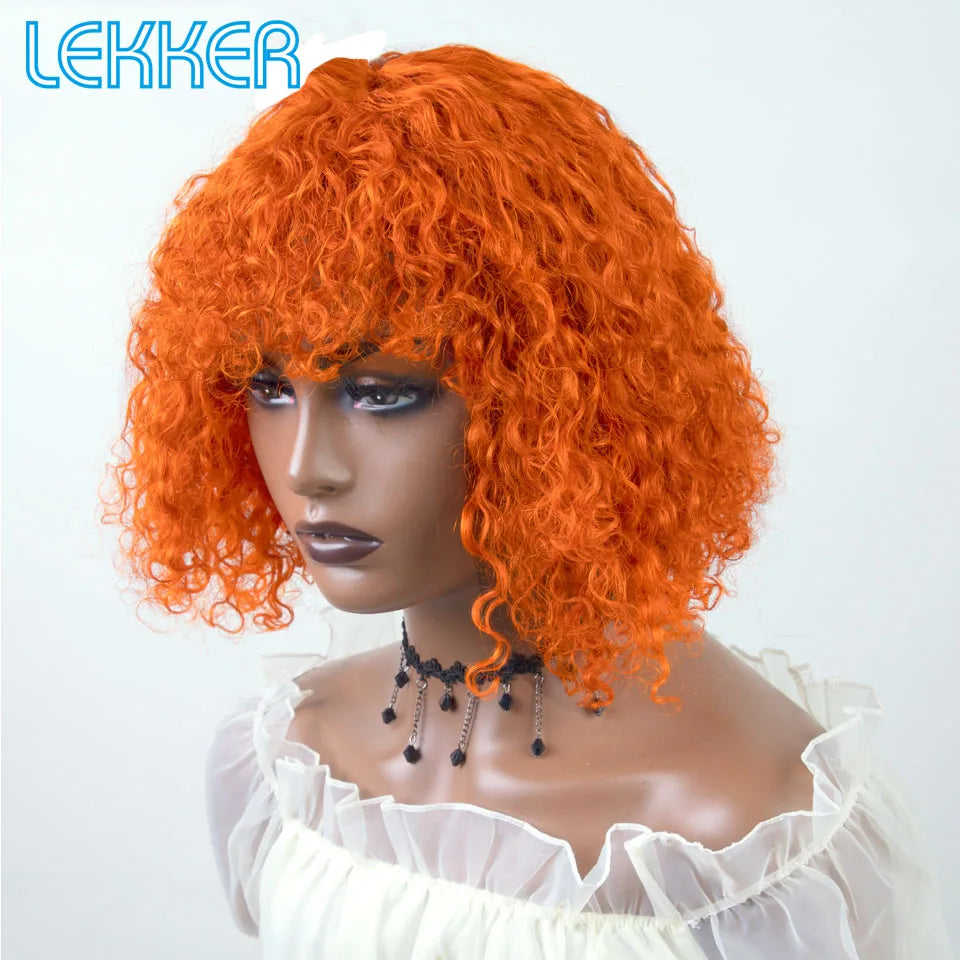 Lekker Colored Short Pixie Afro Kinky Curly Bob 100% Human Hair Wigs For Women Brazilian Remy Hair Ombre Brown Clearance Ginger Badiee Stylez