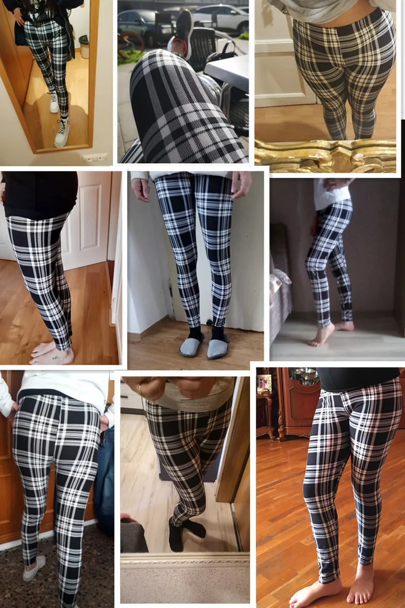 Black and White Checkered WOMEN'S Sports and Fitness Leggings