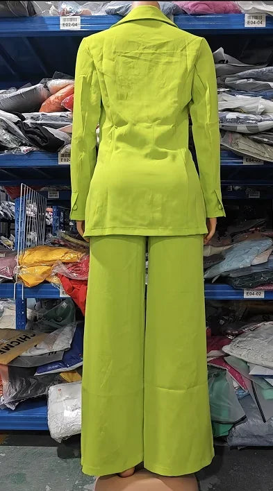 Women's Urban Suits 2025 Spring/Summer Latest Elegant Notched Collar Blazer Long sleeved Coat&Pocket Design Button Pants Set