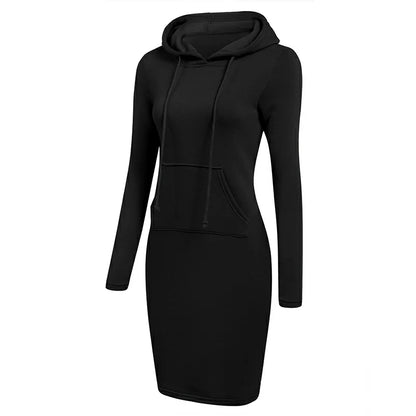 Fashion Sweatshirt Dresses Women's Pocket Hooded Casual Dresses Mini Dresses Badiee Stylez