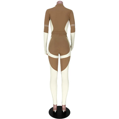 Y2K Color Matching Women'S Set Sweatsuit Two Piece Outfits Ladies' Standing Collar Sports Suit Slim Fit Long Sleeved Long Pants Badiee Stylez