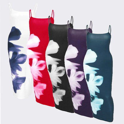 Summer Women's Dresses New Fashion Print Sleeveless Backless Bodycon Sexy Maxi Dresses Casual Streetwear Club Elegant Lady Dress