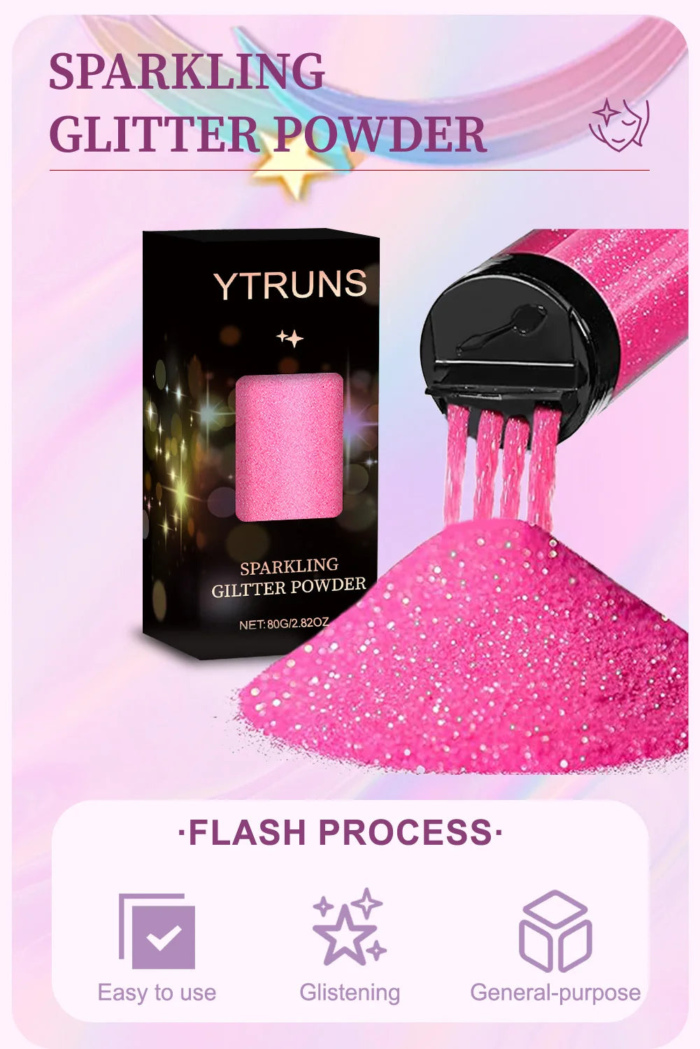 Laser Glitter Powder, 80g, 6 Colors, for Nail Art, Crafts, Candle Making, DIY Projects, Fine Glitter for Precise Designs