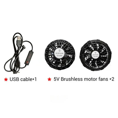 Summer air conditioning clothes men's short sleeve work clothes charging refrigeration anti-heat cooling fan sunscreen clothes XHUO-fan