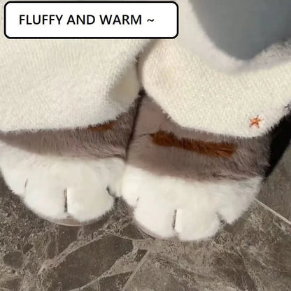 New Adorable Kitty Claw Slippers Women's Home Shoes Non Slip Furry Mules Female Fashion Warm Fluffy Slides Outdoor Cat Slippers Badiee Stylez