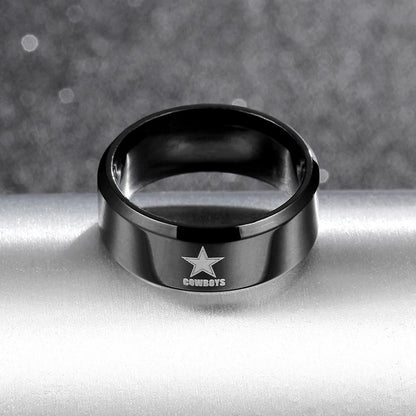 MOREDEAR 8mm Black Titanium Ring Dallas Cowboys For Men and Women