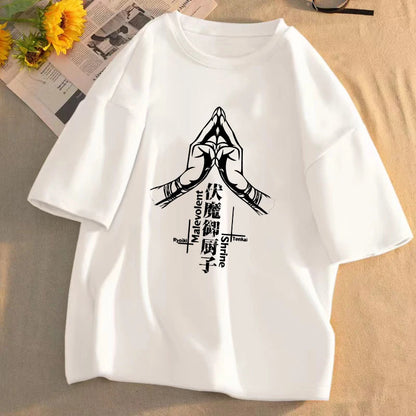 Jujutsu Kaisen Anime T-shirt Unisex Pattern T-shirt Summer Short-sleeved Casual Cute Cartoon Tops Gojo Sato Tadayoshi Streetwear