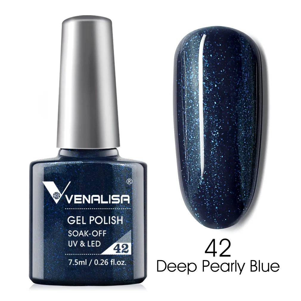VENALISA Nail Gel Polish 7.5ml Super Glossy Glitter Gellack Great Coverage Soak Off UV LED Semi Permanent Beauty Nail Manicure 42
