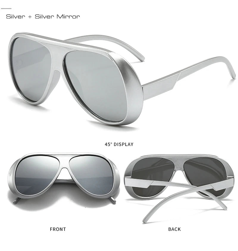 SHAUNA Fashion Oversized Pilot Men Sunglasses Retro Gradient Mirror Shades UV400 Women Sun Glasses