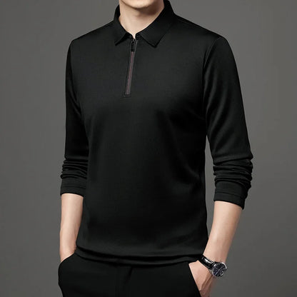 Men's Solid Color Long Sleeved POLO Shirt Casual Fashion Top Badiee Stylez