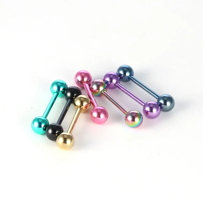 7pcs/lot Titanium Plated Piercing Tongue Rings Bars Girls 14G Tongue Piercing Barbells Stainless Steel Body Jewelry SD84 Badiee Stylez