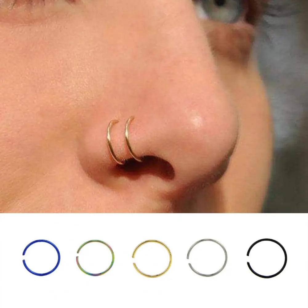 Geometric Shape Nose Clip Ring Septum Lip Rings Stainless Steel Horseshoe Women Body Jewelry Gift For Prom Simple Long Lasting