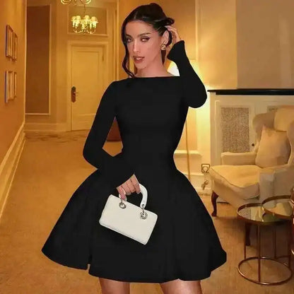 Townlike Lace Patchwork Waist Wrap A-line Dress Women Mini 2024 Autumn Winter Dress Backless Nightclub Sexy Party Dresses D4A17668Abalck