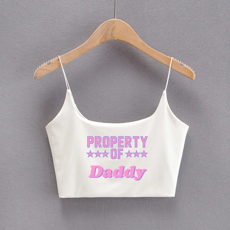 DADDY'S GIRL Pink Letters Hot Tops for Women Sexy Tank Top Women's Outerwear Cute Tops New Fashion Female Clothes Women Clothing White