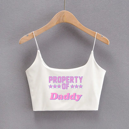DADDY'S GIRL Pink Letters Hot Tops for Women Sexy Tank Top Women's Outerwear Cute Tops New Fashion Female Clothes Women Clothing White