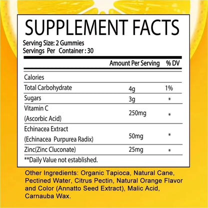 Organic Vitamin C supplement to support immune system and overall health, growth and development, zinc absorption