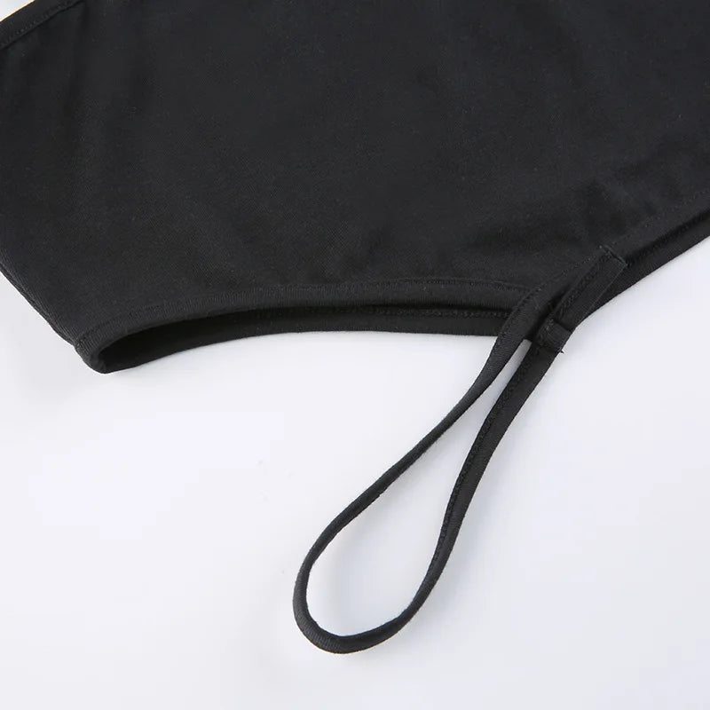 Women Hollow Out Black Y2K Tees Sleeveless Skinny Tops Cool Punk T-shirts Techwear 2023 Spring Summer New Sexy Crop Top