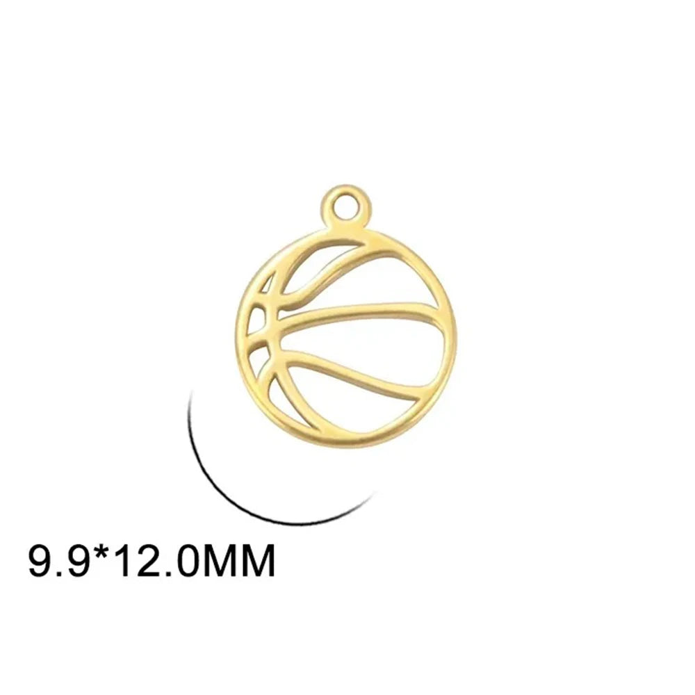 EUEAVAN 5pcs Mini Charms Stainless Steel Volleyball Charm for Bracelet Necklace Earrings DIY Jewelry Making Supplies Wholesale basketball-G