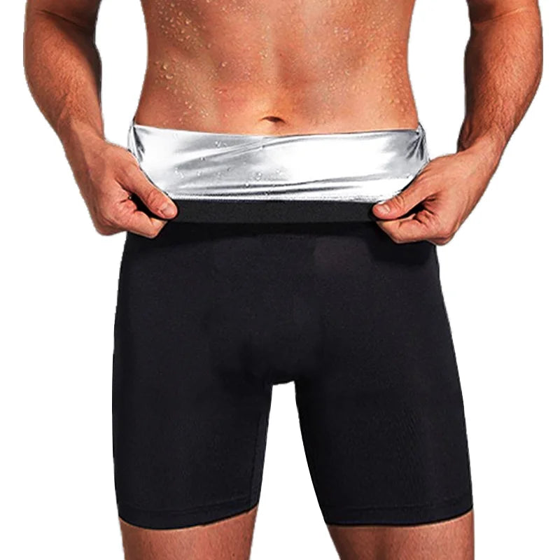 Men Sauna Suits Sweat Shorts Workout Slimming Fat Burning Fitness Abdomen Reducer Losing Weight Belly Trimmer Waist Trainer