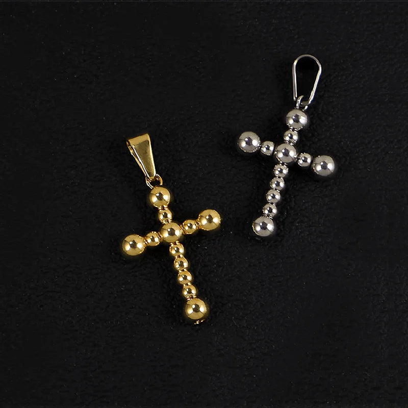 RHYSONG Geometric Stainless Steel 18K Gold Plated Snake Cross Palm Conch Mushroom Pistol Pendant For Women Diy Findings Jewelry