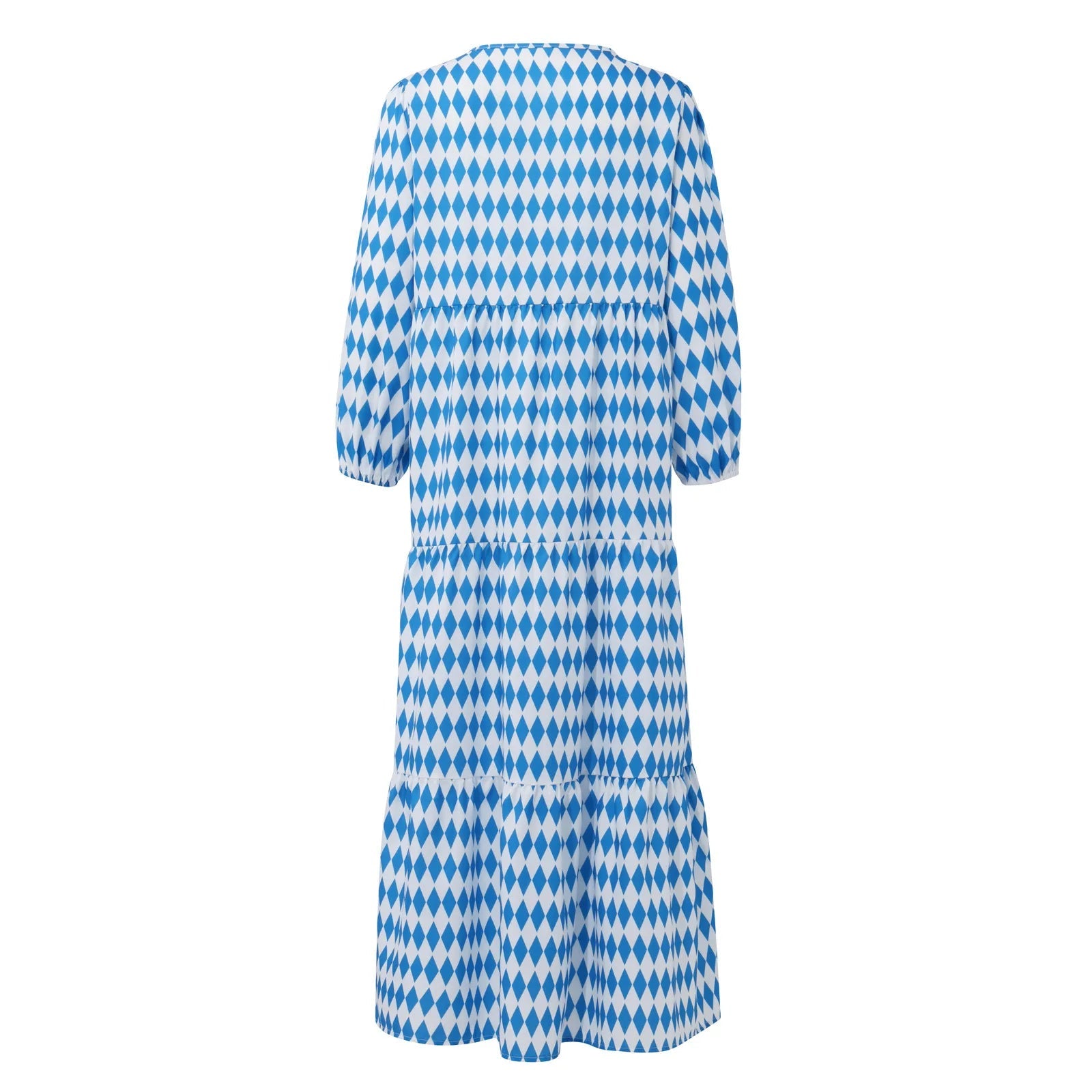 Puff Sleeve Boho Maxi Dress Elegant Women Summer 2022 Casual Floral Drawstring V-Neck Loose Holiday Beach Dresses Party Vestidos Badiee Stylez