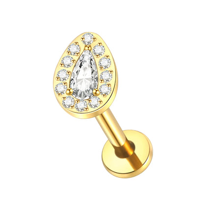 1PC Titanium Zircon Star Flower Labret Piercing for Women Cartilage Tragus Daith Helix Stud Earring Body Jewelry TC130-2 1.2x8mm