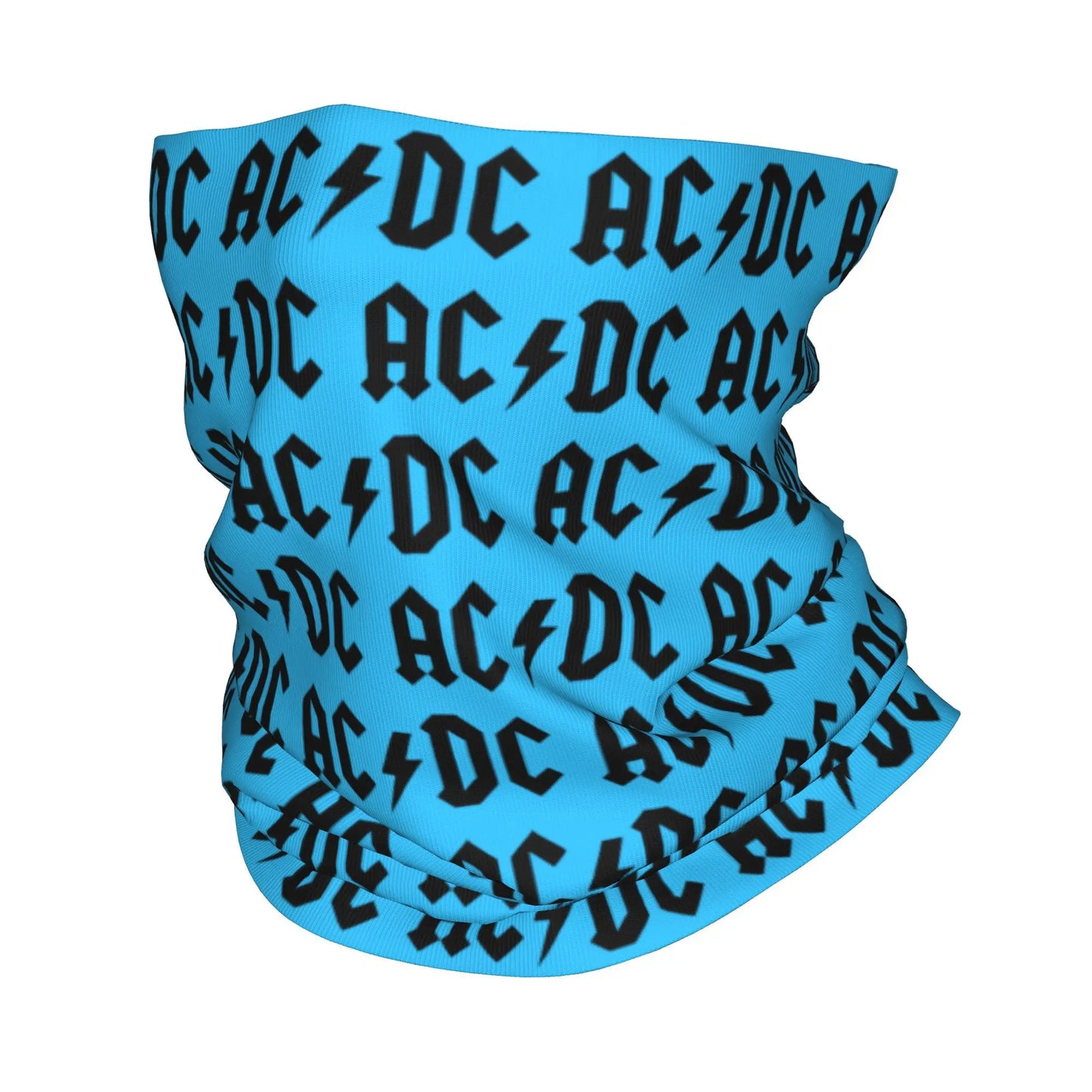 Custom Black AC DC Logo Camouflage Heavy Metal Band Bandana Neck Warmer Women Men Winter Hiking Ski Scarf Gaiter Face Cover 13 Bandana
