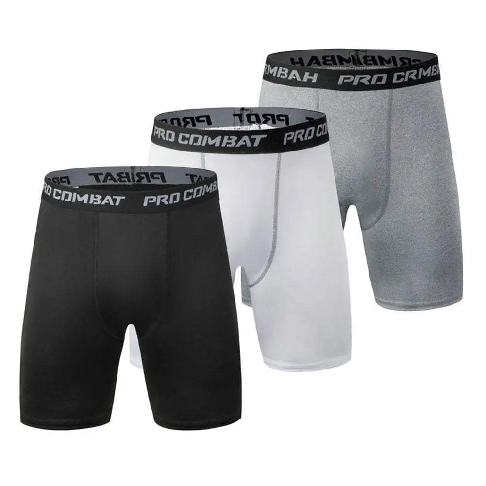 Male Fitness Quick-Drying Tight Shorts Elastic Compression Leggings Training Pants Men Running Shorts Black Gray Plus Size 3XL Badiee Stylez
