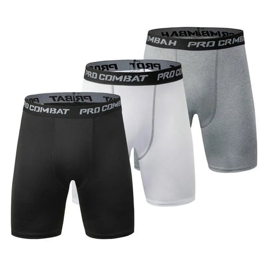 Male Fitness Quick-Drying Tight Shorts Elastic Compression Leggings Training Pants Men Running Shorts Black Gray Plus Size 3XL Badiee Stylez