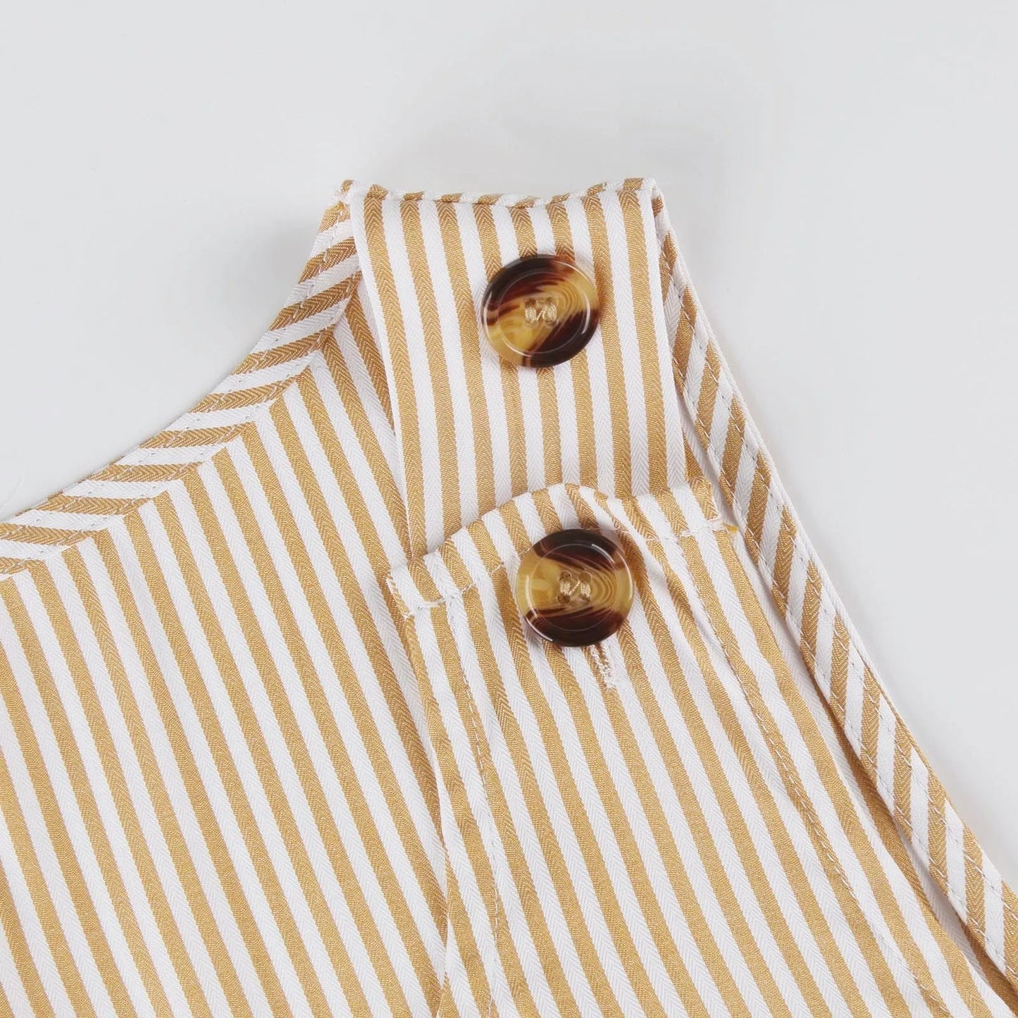 Summer Fashion Stripped Patchwork Commuting U-Neck Sleeveless Pockets Back Button Casual Straight Slimming Mini Dress For Women Badiee Stylez