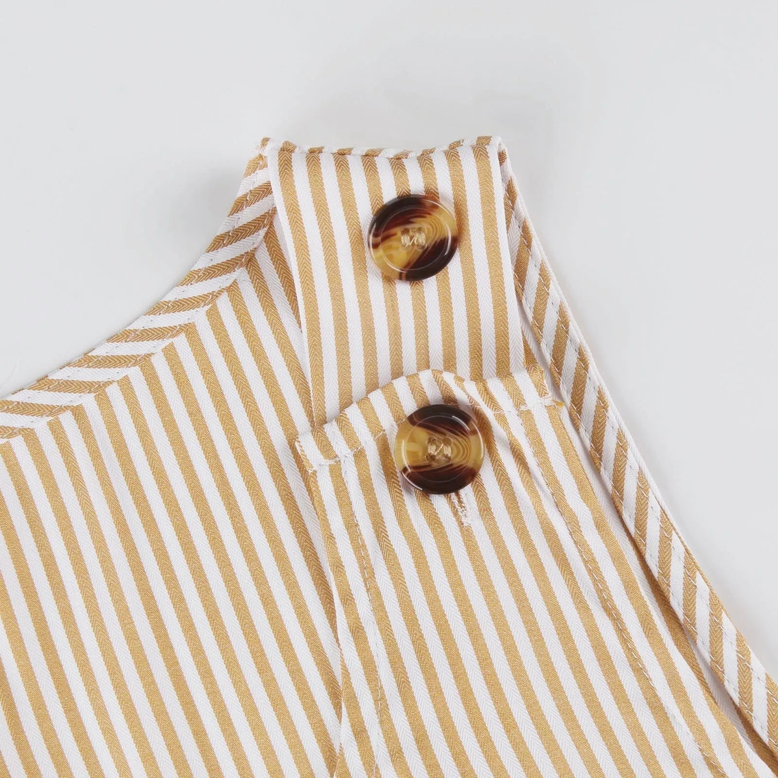 Summer Fashion Stripped Patchwork Commuting U-Neck Sleeveless Pockets Back Button Casual Straight Slimming Mini Dress For Women Badiee Stylez