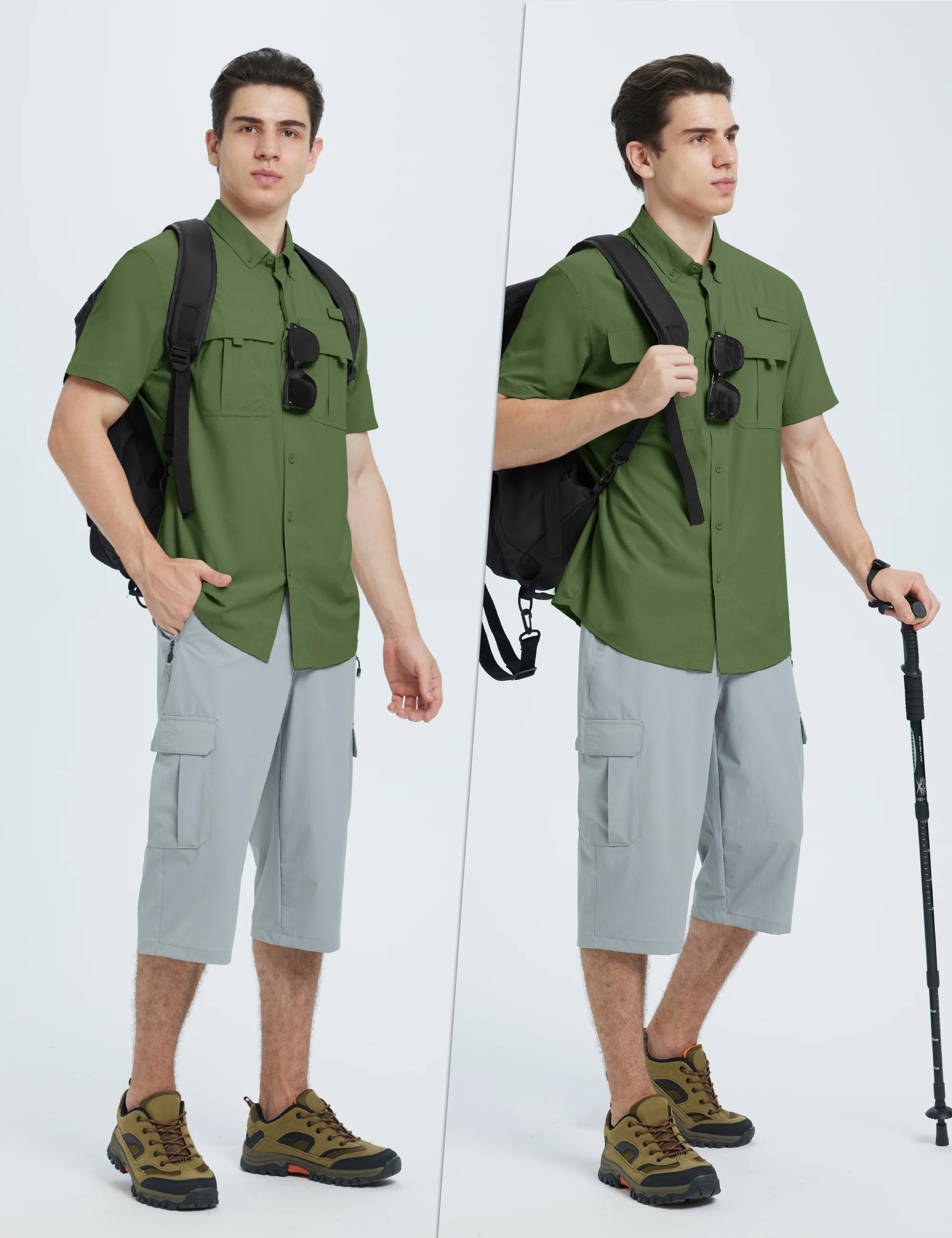 TACVASEN UV Block Fishing Shirts Mens Lightweight Quick Dry Short Sleeve Shirt Breathable Outdoor Hiking Shirt Fishing Shirts