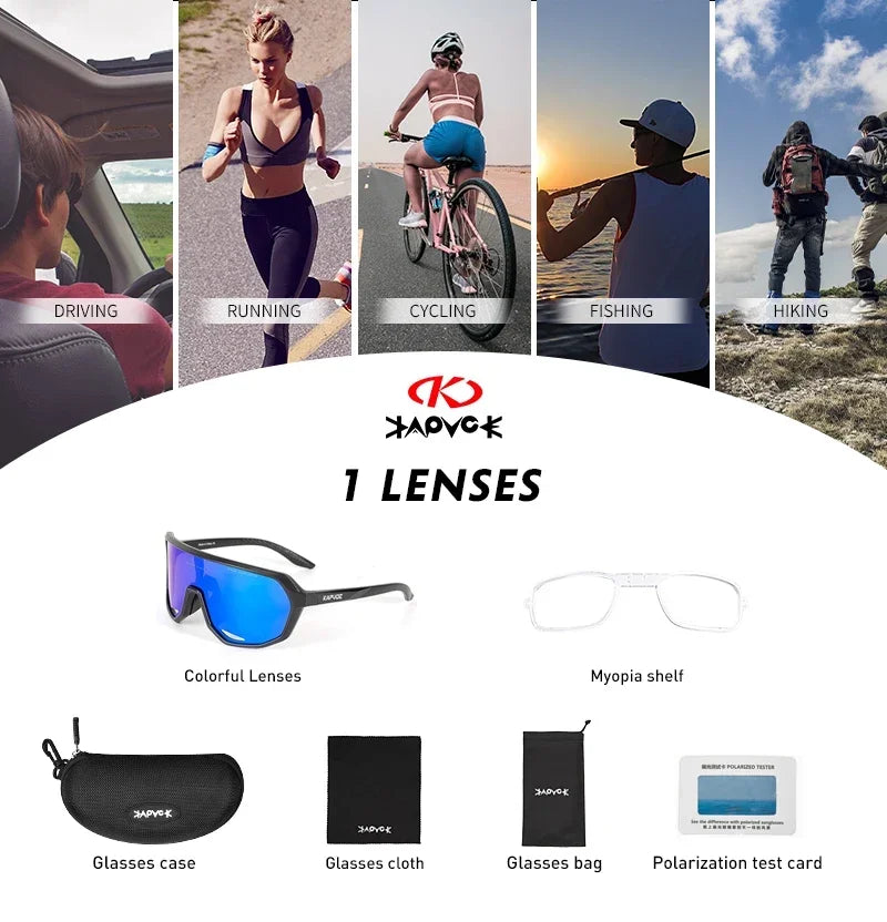 Kapvoe Sports UV400 Glasses New Polarized Cycling Sunglasses for Man MTB Running Outdoor Hiking Glasses Eyewear Bicycle Goggles