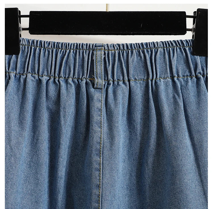 High Waist Wide Leg Loose Denim Shorts Women 2024 Summer New Arrivals Half Length Blue Color Jeans Shorts Korean Casual Jeans