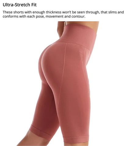 High Waist Sports Biker Shorts Women Naked Feeling Workout Push Up Leggings Tummy Control Yoga Running Fitness Gym Slim Pants