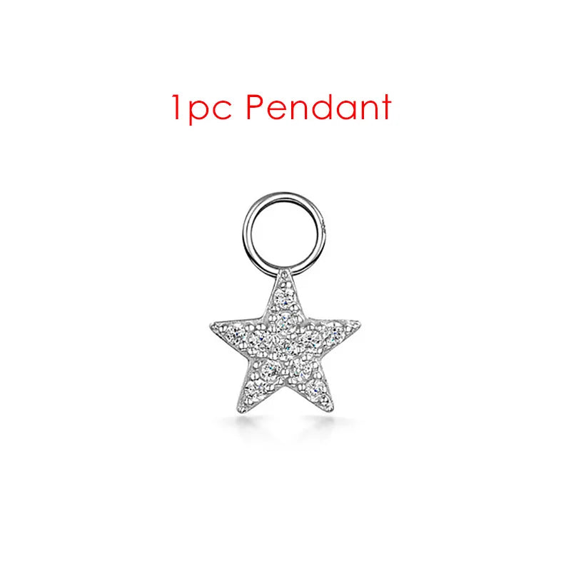 1PC Little Star Moon Snake Crystal Charms Pendant Helix Daith Earrings for Women Hanging Matching Piercing Lobe Tragus Jewelry CC032-1