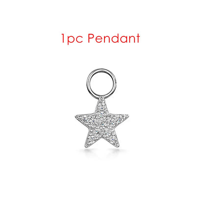 1PC Little Star Moon Snake Crystal Charms Pendant Helix Daith Earrings for Women Hanging Matching Piercing Lobe Tragus Jewelry CC032-1