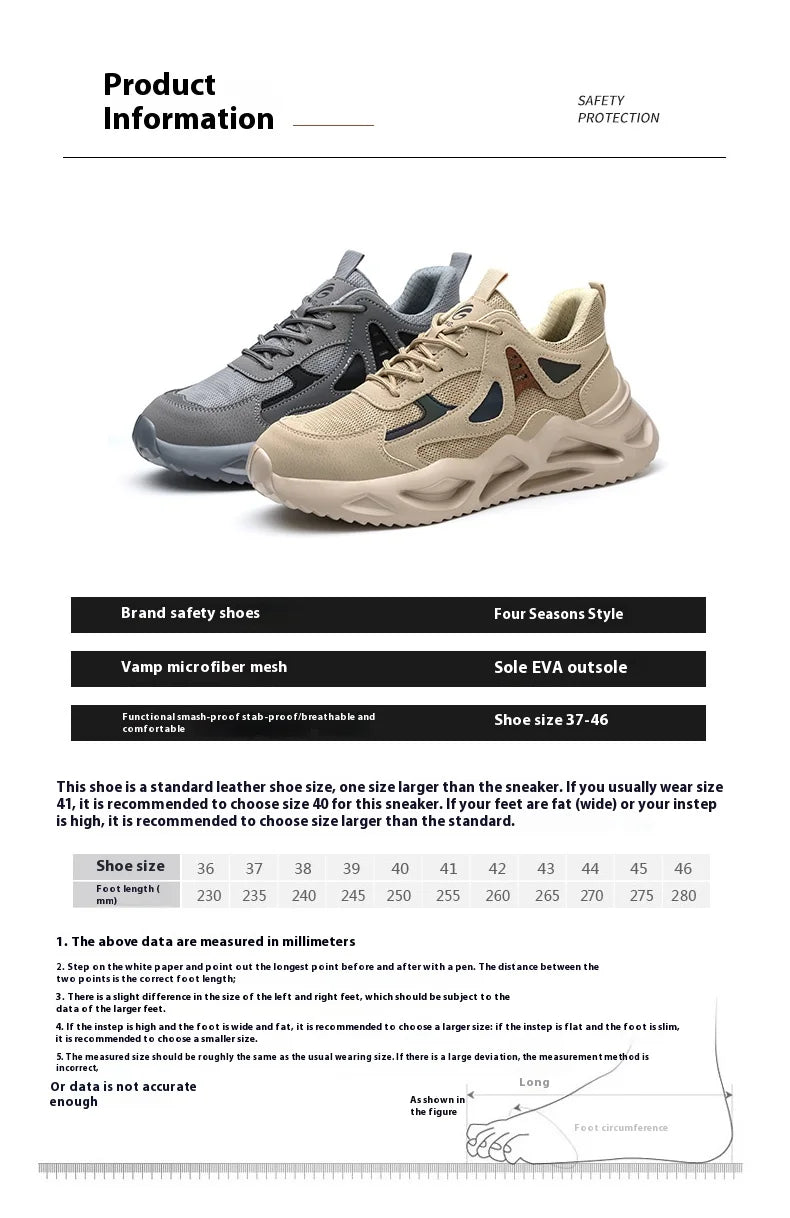 Lightweight Safety Shoes Men Women Work Shoes Steel Toe Cap Working Boots Sneakers Man Women Breathable Shoes Tactical Boots - Badiee Stylez