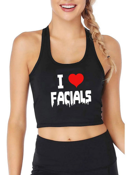 I Love Freak Design Tank Tops Women's Personality Trend Sexy Breathable Slim Crop Top Gym Training Camisole
