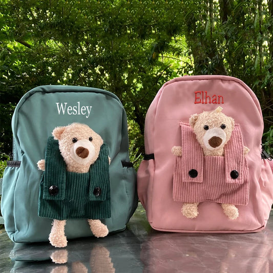 New Kids Cartoon Personalized Name Backpack Cute Baby Backpack Custom Embroidered Name Kindergarten Book Bag Outgoing Snackbags