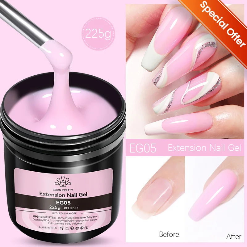 BORN PRETTY 250g Translucent Jelly Red Nude Gel Nail Polish Winter Autumn Manicure Soak Off UV LED Nail Art Gel Christmas Red 225g Extension05