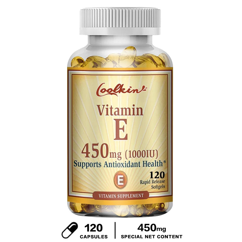 Vitamin E Capsules 450mg - Skin Firming, Wrinkle Reduction, Anti-aging, Antioxidant 120 Capsules