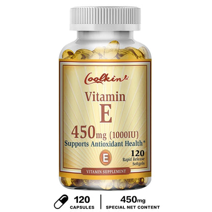Vitamin E Capsules 450mg - Skin Firming, Wrinkle Reduction, Anti-aging, Antioxidant 120 Capsules
