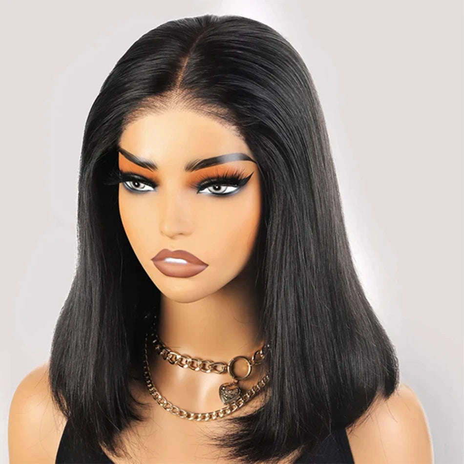 Bone Straight Short Bob Wigs 100% Human Hair Wigs Wear and Go Glueless Lace Front Wig Brazilian Lace Front Human Hair Wigs 180%