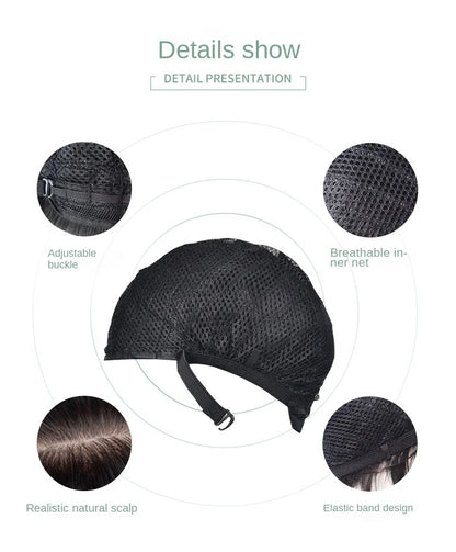 Black Synthetic Wig Fluffy Natural Fringe Waist-Length Straight Hair Women Cosplay Daily Use Of Heat-Resistant Full Head Cover